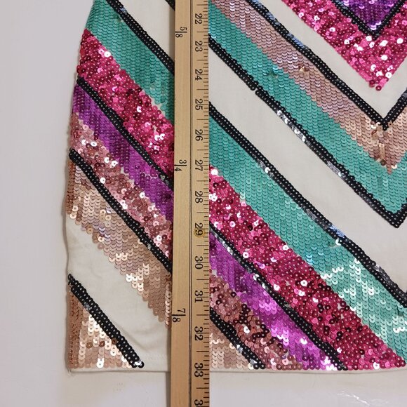 Express Chevron Sequin Mini Dress Multicolor Size Large - Picture 13 of 14